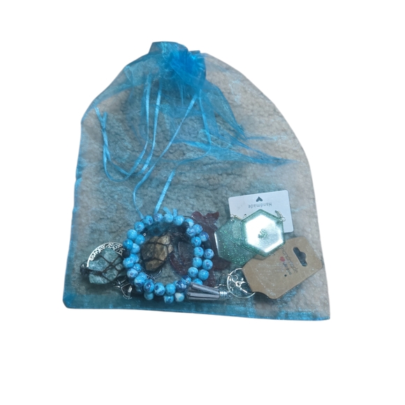 Hand Crafted Jewelry - Blue Beaded Bracelet Set